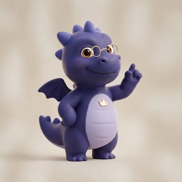 Auric, the Denwyn dragon, holding a compass